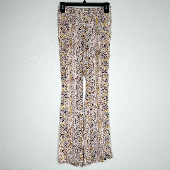 Billabong Pants - Billabong Womens Cream Floral Pull-On Flare Leg Stretch Pants Size S